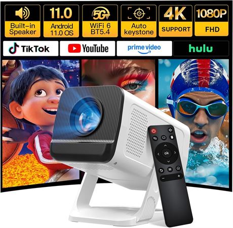 Lyncast VisualCube 300 Projector 1080P/4K, WiFi 6, BT 5.4, Android 11, 270