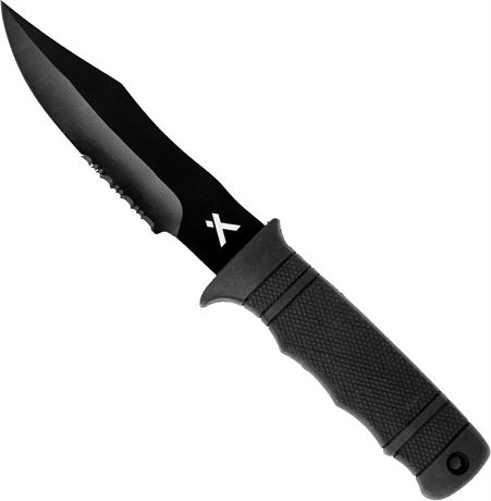 Couteau de survie lame fixe 4.8" avec étui partiellement dentelé camping