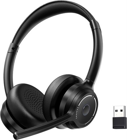 2025 Upgraded Wireless Headset with Mic Noise Cancel USB Dongle for Work