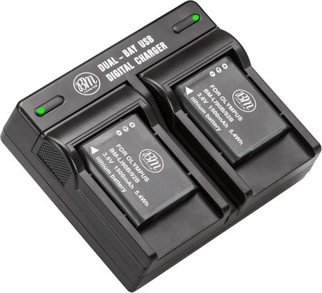 BM Premium 2x LI-90B/LI-92B Batteries & Dual Charger for Olympus TG-6/TG-5