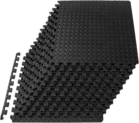 Exercise Puzzle Mat 30x30x1cm Foam Interlocking Tiles, Non-Slip Pad