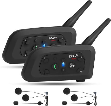 EJEAS V6 Pro Motorcycle Bluetooth Headset 2-Rider Intercom (2 Pack)