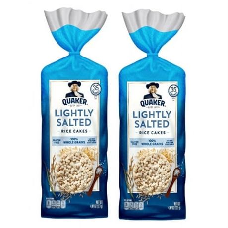 Quaker Gluten Free Rice Cakes Lightly Salted, 4.47oz, 2-Pack