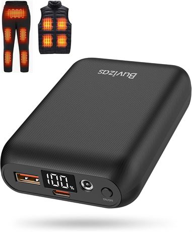 16000mAh 7.4V Heated Vest Battery Pack for ORORO, Venustas, LED Display