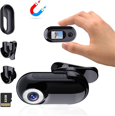 Mini caméra corporelle 1080P avec carte 32Go, audio vidéo, portable