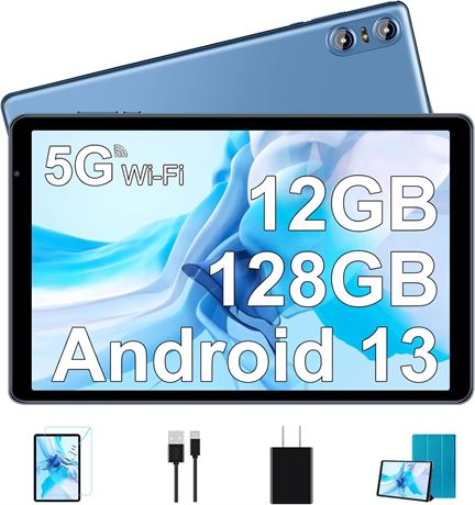 Tablette Android 13 10" 12 Go+128 Go WiFi 5G étui bleu