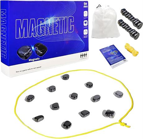 Magnetic Chess Game Portable Strategy Set with String Blue