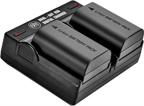 BM 2-Pack LP-E6N Batteries + Dual Charger for Canon Cameras