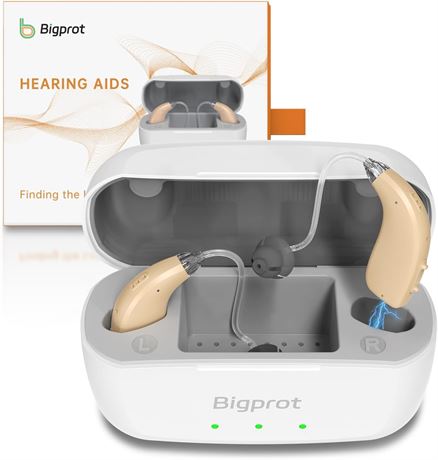 Rechargeable Hearing Aids, OTC Digital Chips, Noise Reduction, 120H Case