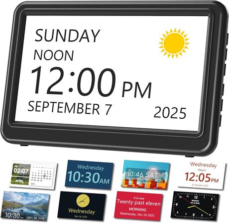 Dementia Clock with Alarms Reminders Date and Time Display