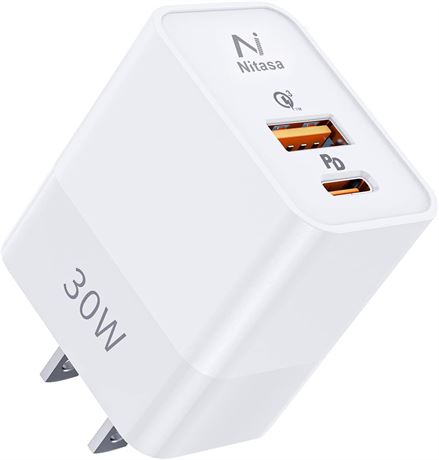Chargeur mural USB-C 30 W port PD, bloc prise rapide pour iPhone 15-17