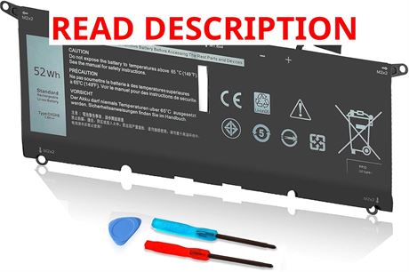 52Wh 4-Cell Battery for Dell XPS 13 9370/9380, Inspiron 13 7390/7391