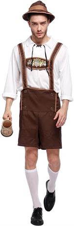 Men’s Oktoberfest Costume, Shirt, Hat, Suspenders, Shorts