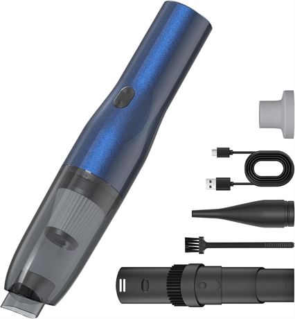 Handheld Car Vacuum 2-in-1, Rechargeable, Lightweight, with Crevice Nozzle