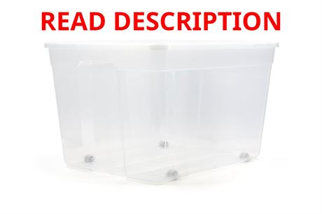 type A Clear Storage Tote with Wheels, 80-L