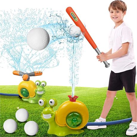 Outdoor Baseball Toy, Water Sprinkler for Kids,  360  Spray Backyard Game 3-8