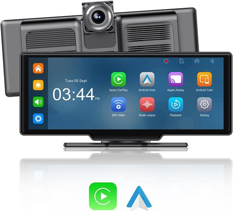 Wireless CarPlay Screen 10.26" HD IPS Touchscreen with Android Auto, Nav