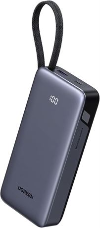 UGREEN 20000mAh 45W USB-C Power Bank with Built-in Cable, PD 3.0 PPS