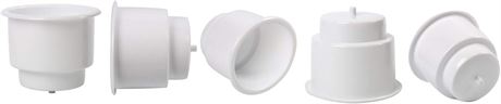 Boat RV Recessed Plastic Cup Holders, 5-Pack, White