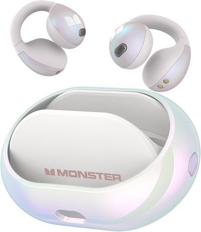 Monster Bluetooth 5.4 Clip-On Earbuds, HiFi Stereo, ENC Mic, 21H Playtime