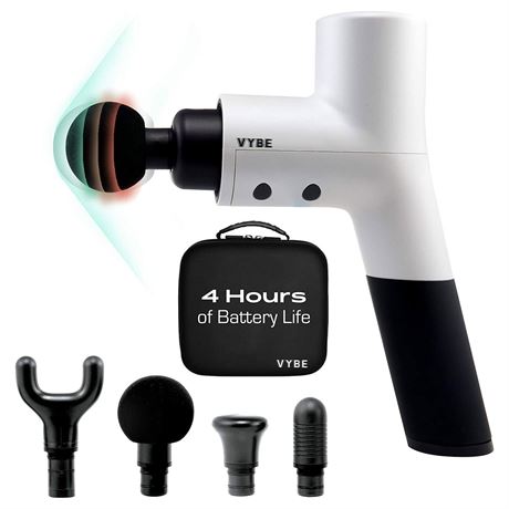 Pistolet de massage Vybe, tissu profond, 5 vitesses, 4 têtes