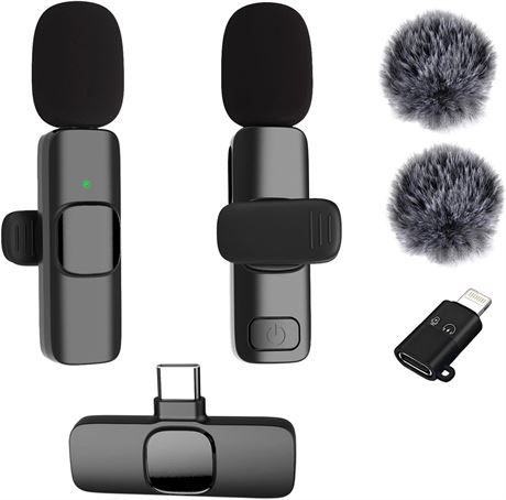 Wireless Lavalier Microphone for iPhone/Android, Noise Cancelling, Bluetooth