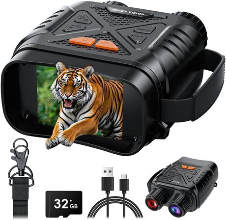SKYBASIC Night Vision Binoculars for Adults, 10x Digital Zoom, 2.8" Screen