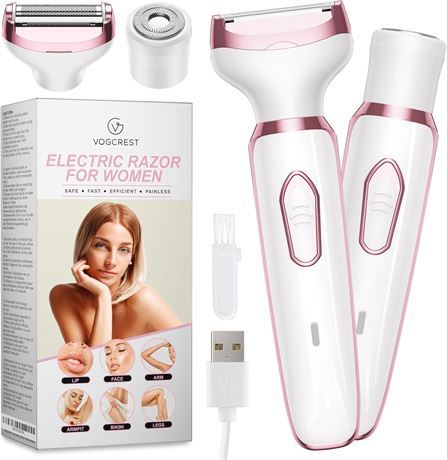Electric Razor for Women 2-in-1 Shaver & Trimmer - Hair Removal (Face/Body)