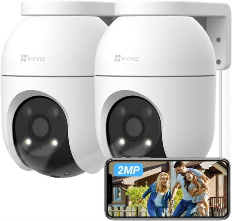 EZVIZ C8C 2-Pack Outdoor WiFi Cameras 360° Color Night Vision