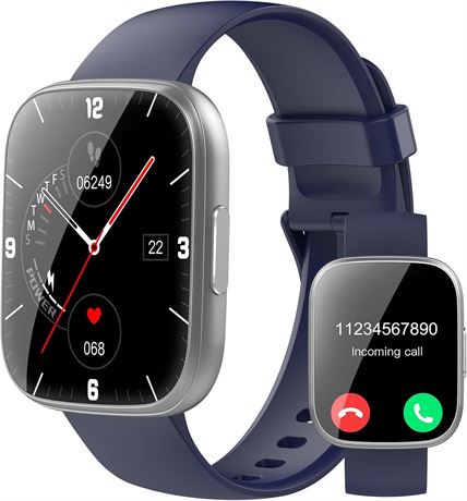 Smart Watch Men Women 1.95" HD Bluetooth Calls 110+ Sports Modes IP68 Cobalt