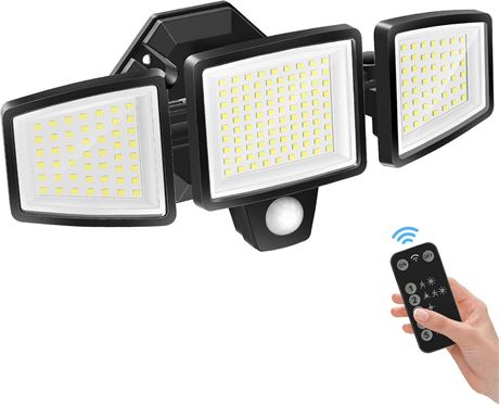 110V Motion Sensor Outdoor Flood Light with Remote, 8m Sensing, Dusk to Dawn