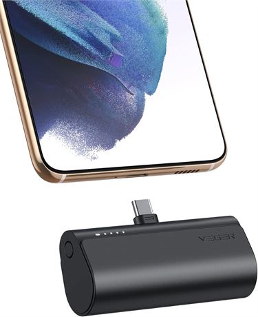 VEGER Chargeur de batterie externe 20 W 5000 mAh USB-C, compact pour voyage