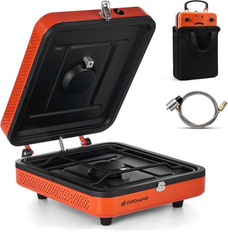 Odoland Réchaud Camping 2 Feux 17000 BTU Portable Pare-Vent Sac Transport