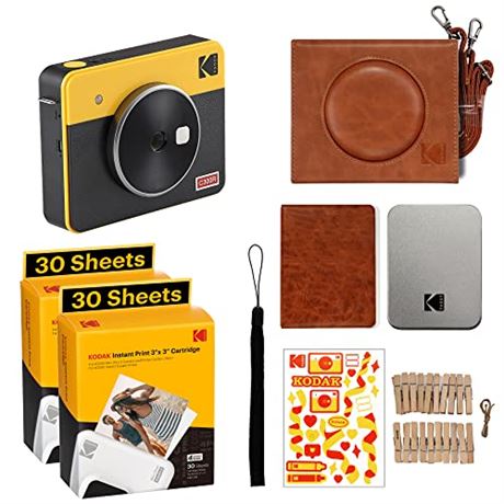 KODAK Mini Shot 3 Retro 4PASS Instant Camera Printer 3x3 Yellow