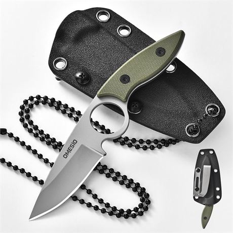 Omesio Neck Knife with Sheath, 2.36" 5Cr13MoV, G10 Handle, Full Tang