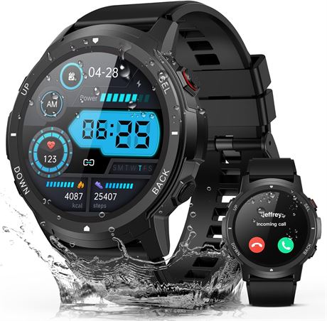 Smart Watch for Men - Bluetooth Call, Waterproof Fitness Tracker, 110 Modes