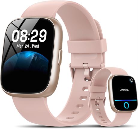 Smart Watch with Alexa Built-in, 1.83" HD Touchscreen, Android/iOS, Pink