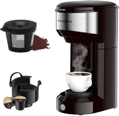 Mini Cafetière Single Serve Compatible K-Cup et Café Moulu 14oz Portable
