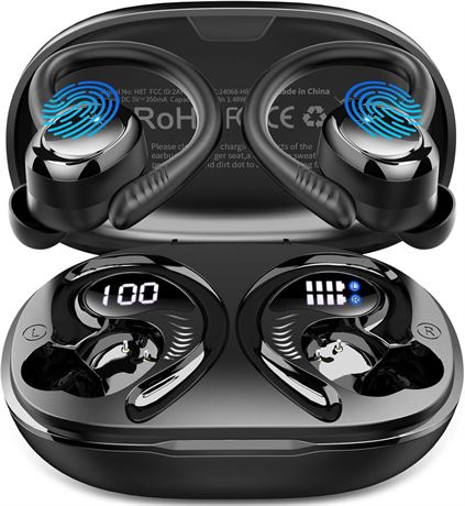 Écouteurs Bluetooth 2025 V5.4 ENC 50h étanches sport IP7 LED