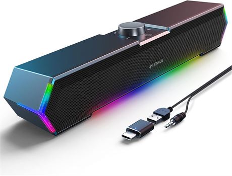 Enceintes PC LENRUE G11 USB C Lumières Tactiles Noires