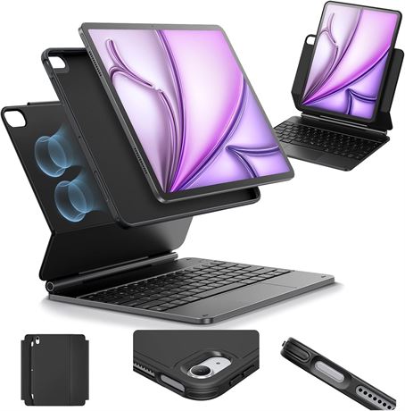 ESR iPad Air Case with Keyboard (M3/M2) - Rebound 360, Black