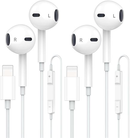 Apple Earbuds Wired Lightning MFi Certified with Mic Volume Control White