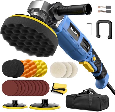 Car Buffer Polisher Kit, 7/6-Inch Rotary Polisher, 7-Speed, Handle