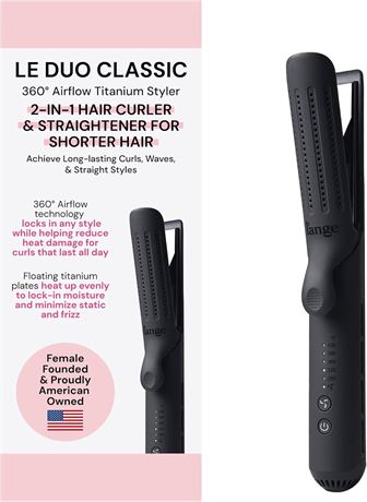 L’ANGE Le Duo 2-in-1 Airflow Styler Curling Wand & Flat Iron Black