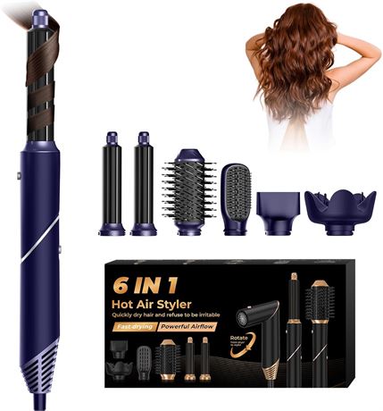 6 in 1 Hair Dryer Brush, Folding Blow Dryer, Ionic Styling Tool Kit