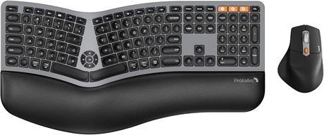 ProtoArc EKM01 Plus Wireless Ergonomic Keyboard & Mouse, Bluetooth, Split