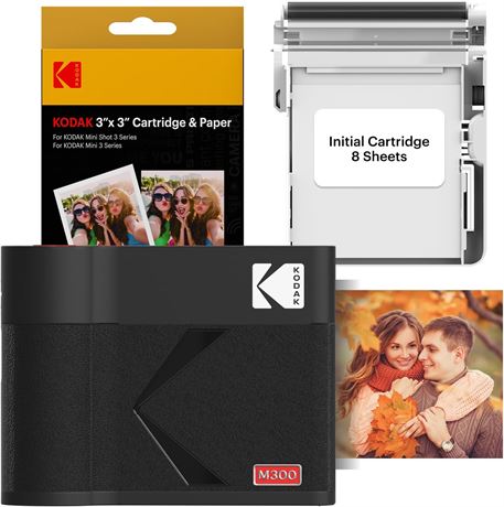 KODAK Mini 3 ERA Imprimante photo portable 4PASS 3x3 Noire + 68 feuilles