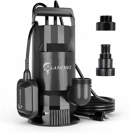 LANCHEZ Pompe submersible inox 1,6 CV, d bit avec flotteur auto, 20 820 l/h