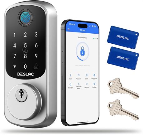 DESLOC B200 Door Lock, Keyless Entry, Fingerprint, App Control, Keypad