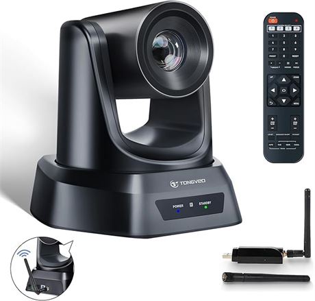 TONGVEO caméra PTZ sans fil 1080P USB3.0 pour visioconférence